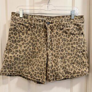 Anthropologie Pilcro Leopard Print Denim Shorts Size 32